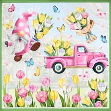 9 Sheets Spring is in The Air Tulip Flowers Window Clings, Floral Gnome Truck Ca