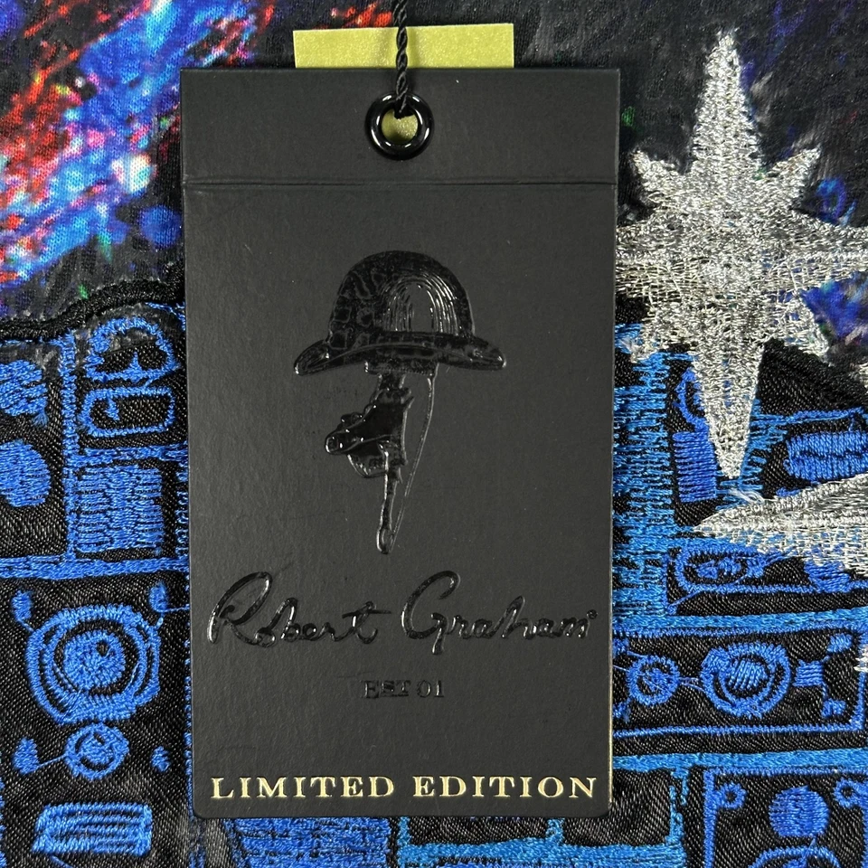 Robert Graham Limited Edition Shirt Mens Medium Intergalactic Short Sleeve NWT - Image 4 of 4