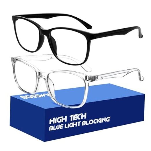 Square Blue Light Blocking Glasses for Computer Gaming TV Phone - 99% Protection