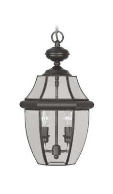 Livex Lighting 2255-04 Monterey 2 Light Outdoor Black Finish Solid Brass Hang...