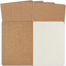 5 Pack A5 Kraft Notebooks Bulk, 8.15x5.5 Inches Graph Paper Journaling Notebooks
