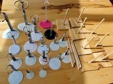 Vintage Barbie Doll Stand Lot Adjustable Metal Plastic Homemade Wood Various Sz