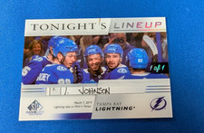 2021-22 Upper Deck SP Game Used Tyler Johnson Tonight's Lineup 1/1 Tampa Bay
