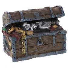 Aquarium Treasure Chest Fish Tank Ornament 4.7X2.8X3.5 Inch Resin Decorative ...