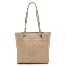 Chanel Deauville Chain Shoulder Tote Bag Women Pink One Size