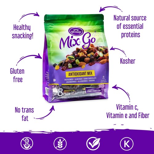 Mix and Go Single Serve Trail Mix Snack Packs, Healthy Snack Bag, Antioxidant... - Picture 3 of 9