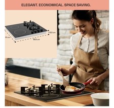 Klarstien Multichef 60cm Dual Fuel Hob 4 cooking zones Black glass