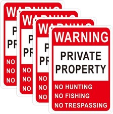 4 Pcs Posted No Trespassing Signs Private Property 10 x 7 Inch Weatherproof No H