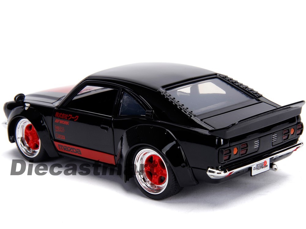 Jada 1:24 JDM Tuners 1974 Mazda RX-3 Glossy Black/Red Diecast