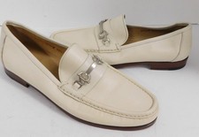 Bruno Magli Vanilla Leather Gold Bit Loafers Italy 10.5 M