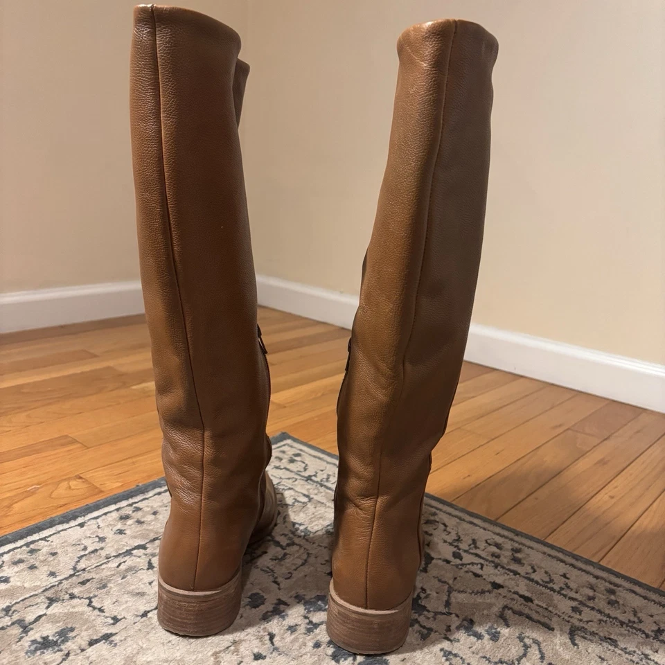 Corso Como Cognac Leather Zip Knee High Riding Boots Womens Size 7 M - Image 4 of 4