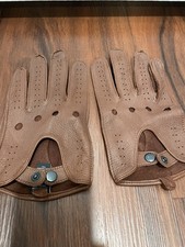 Nordstrom Men's Brown Leather Unlined Driving Gloves Size M
