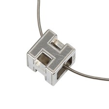 Hermes Cajdouache H cube necklace silver metal