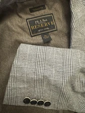 Jos A Bank Reserve Blazer Extra Large Gray Plaid Tailored Fit Cotton Stretch New