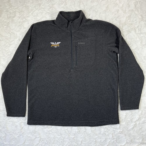 Simms Rivershed 1/2 Zip Sweater Mens XL Black Heather Fleece Fenwick Fly Fishing - Picture 2 of 14