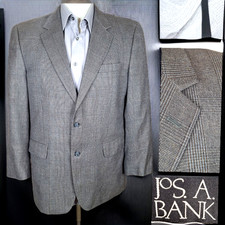 Joseph A Bank Sport Coat Jacket Mens 42R Gray Plaid Silk Wool