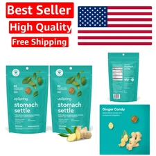 Stomach Settle Mint Drops: Ginger, Lemon & B6 for Nausea Relief - 56ct Pack of 2