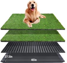 Dog Grass Pad with Tray,40''X27.5''Large Artificial Turf Grass Potty,XL Reusable