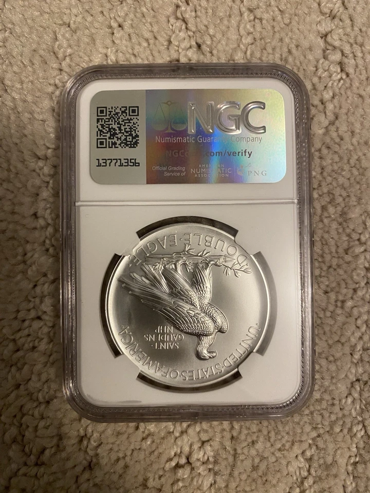 2024 1 OZ 999 Plata Fina SAINT GAUDENS ALTO RELIEVE Medalla NGC SP70 NPF Comm. Foto 2 de 4