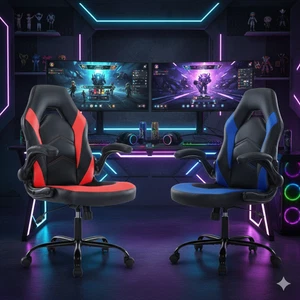 Ergonomic Gaming Chair PU Leather Office Chair Adjustable Flip-Up Arms