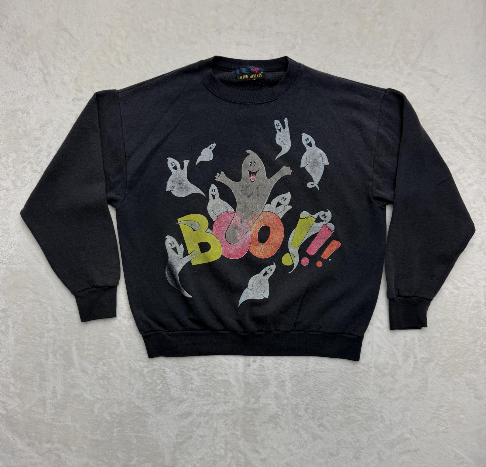 Vintage Active Elements Boo Ghost Sweatshirt Mens… - image 1