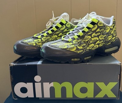 Nike Air Max 95 Men's Low Top Lace Up Sneaker Black Yellow White Logo Print
