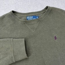 Vintage Polo Ralph Lauren Crewneck Sweatshirt Mens XL Faded Olive Heavy FLAW