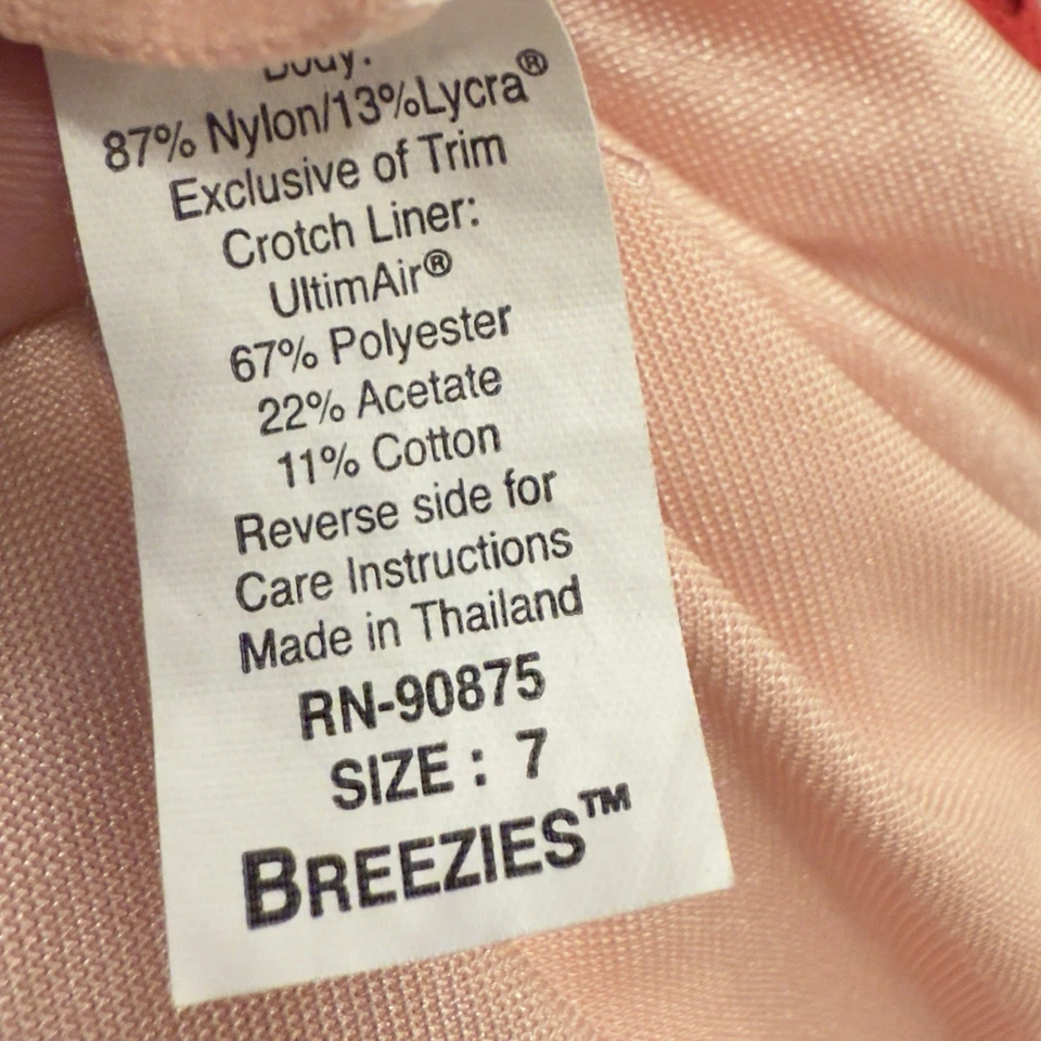 Breezies Coral Pink Nylon Microfiber Brief Panties Size 7 - Image 2 of 2