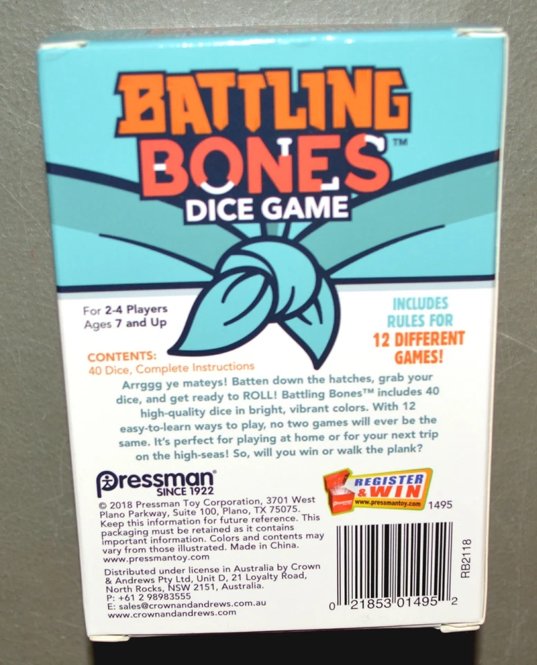 BATTLING BONES dice game - Pressman 2018 - SEALED - Image 2 of 2