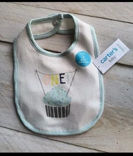 NWT Carter's One Birthday Celebration White Bib
