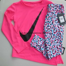 Nike Girls Size 6X Winter Dri-fit Leggings  Top Black Pink Blue 68