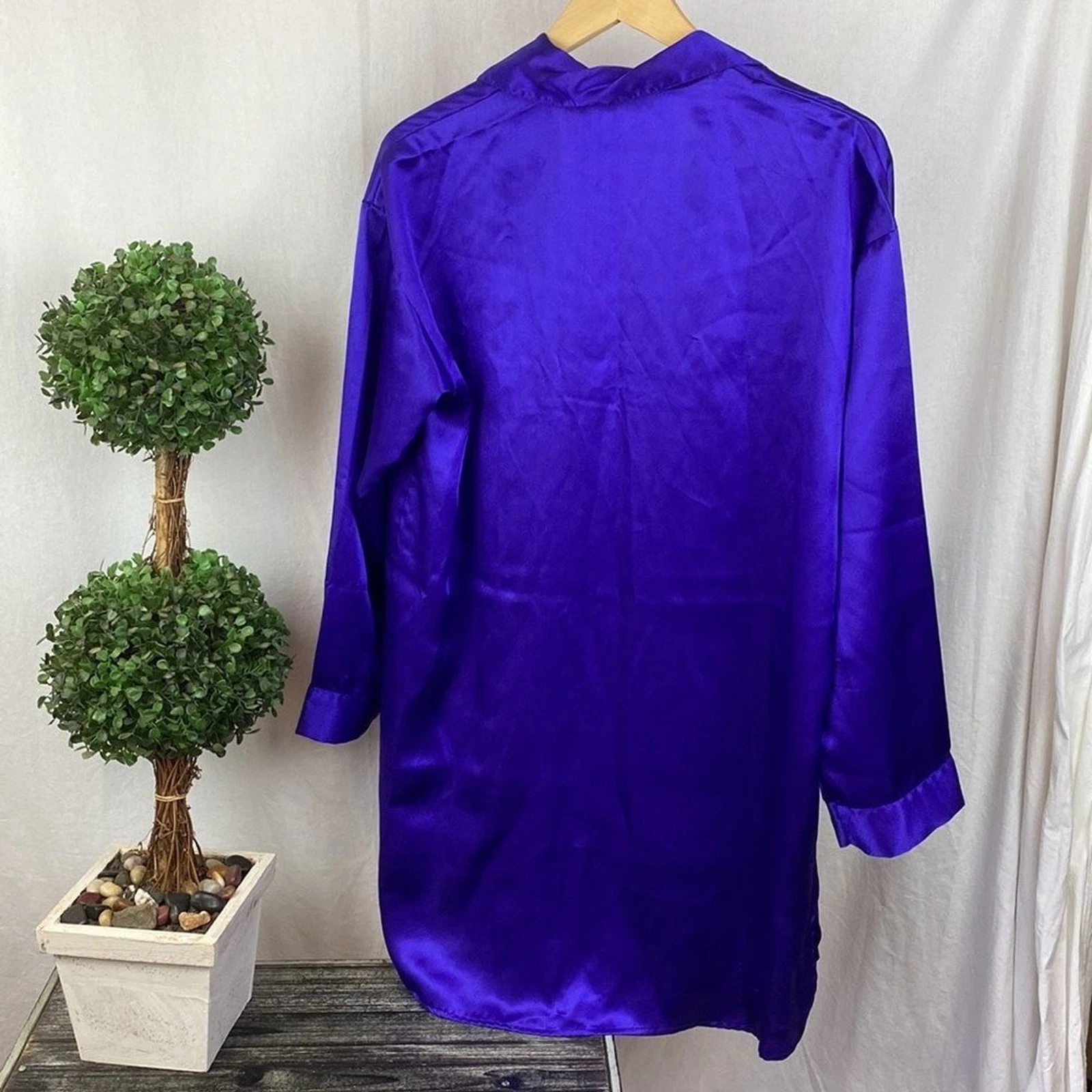 UNDERCOVER Abito camicia da notte VS vintage in raso viola manica lunga con bottoni M