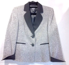 Kasper Separates Womans Executive Blazer Gray Herringbone Jacket Petite Size 10P