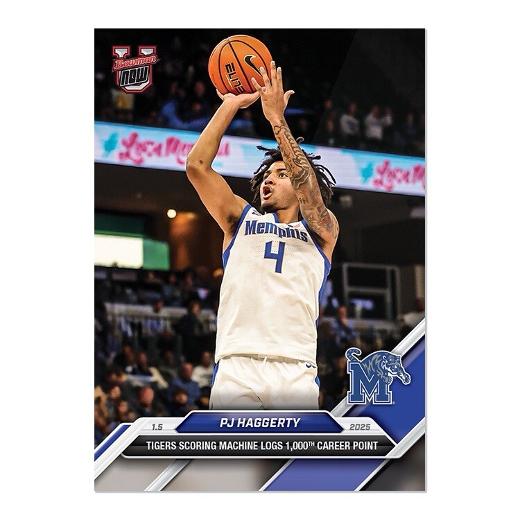 PJ Haggerty Memphis 1,000 Pts 2024-25 Bowman U NOW Basketball Card: 41