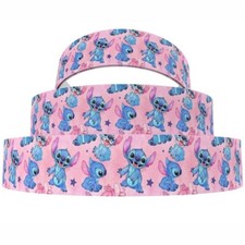 Lilo and Stitch Pink 1" Wide Repeat Ribbon Sold in Yards - USA SELLER