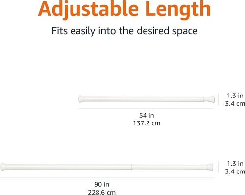 Stylish White Tension Curtain Rod up to 90" - Adjustable for Indoor/Outdoor Use - Picture 6 of 8