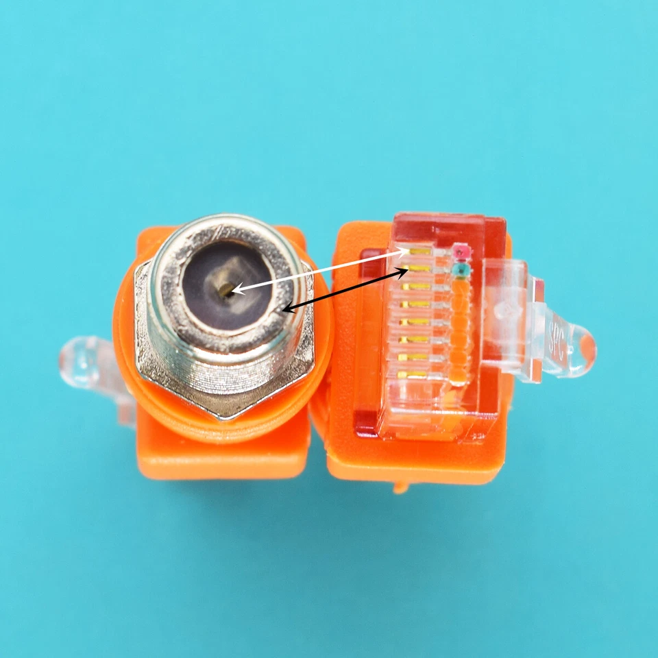 100pcs F Type RF Female To RJ45 Male Coaxial Barrel Coupler Adapter For Monitor - Image 2 of 4