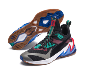 tenis puma azul con amarillo