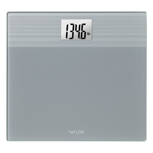 Digital glass weight scale battery powered ultra wide silver 500 lb
