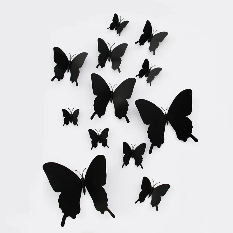 12 Piezas Calcomanía de Pared Mariposa 3D Pegatina Extraíble Dormitorio Fiesta Guardería Decoración del Hogar Foto 4 de 4
