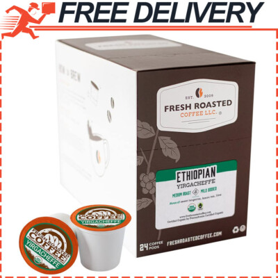 Fresh Roasted Coffee, Organic Ethiopian Yirgacheffe, K-Cup