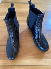 Rockport Patent Black Hydro-shield Waterproof Wedge Ankle Rain Boots Sz 9.5