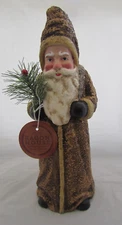Ragon House Belsnickle Santa Figurine GOLD w/ Berry Bush WS192097  12.25" NEW
