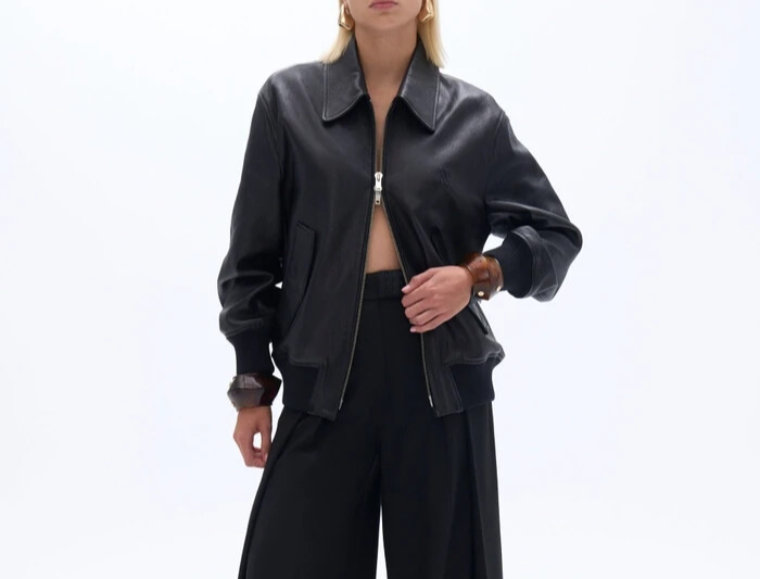 Black Leather Jacket Women Bomber Jacket Pure Lambskin Custom Size S M L XL XXL