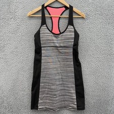 Ideology Tennis Tank Dress Womens S Black Gray Striped Logo Pullover Racerback