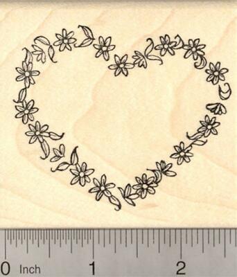 Floral Heart Rubber Stamp, Garland of Flowers K20307 WM | eBay