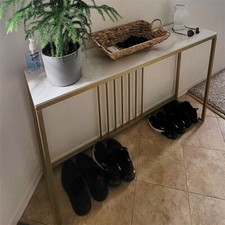 Luxury Glossy Marble Hall Console Table Behind Sofa Bar Table Open Storage Rack