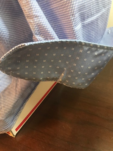 english laundry Blue And White Check Flip Cuff Long Sleeve Shirt 17 1/2 34/35 - Picture 5 of 8