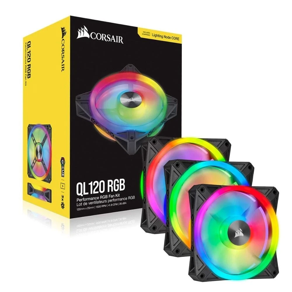 Corsair QL Series, Ql120 RGB, 120mm RGB LED Fan, Triple Pack with CO-9050098-WW