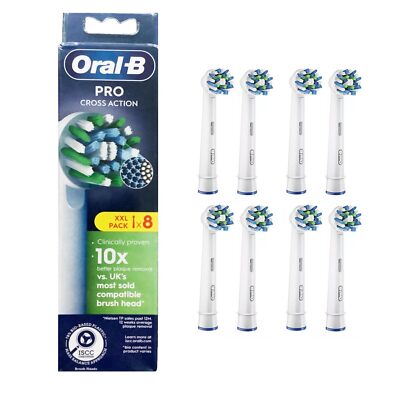 New_Authentic_Oral-B Pro Cross Action Electric Toothbrush Head 8pk